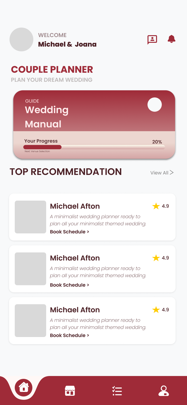 Couple planner home screen