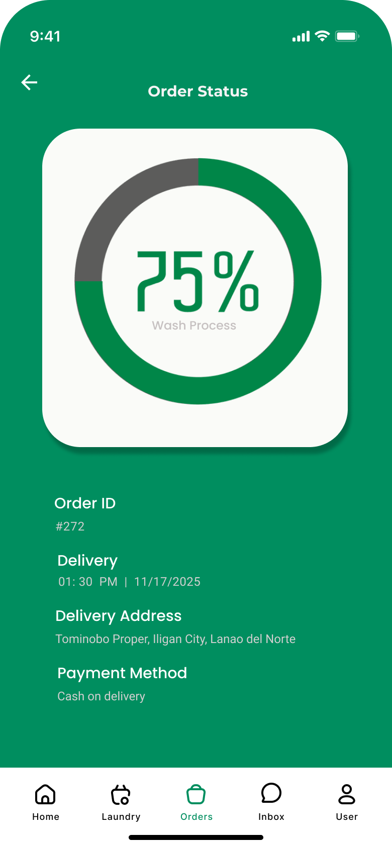FetchFold order status screen